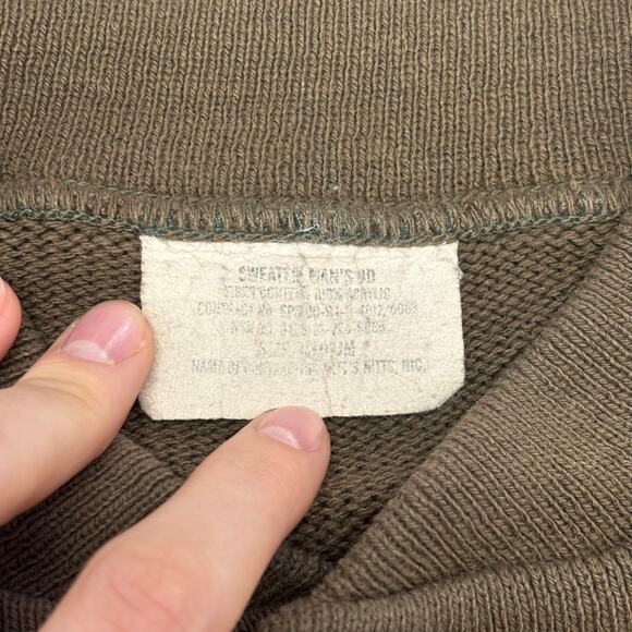 Vintage 80s US Army Brown‎ Mens S Henley 5-Button Knitted Military Drill Sweater - Picture 8 of 10
